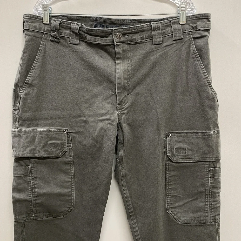 Duluth Trading Co. Flex Fire Hose Mens 40x29 Gray Slim Fit Cargo Carpenter Pants